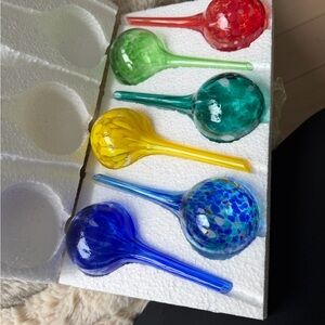 Colorful Glass Watering Globes Set